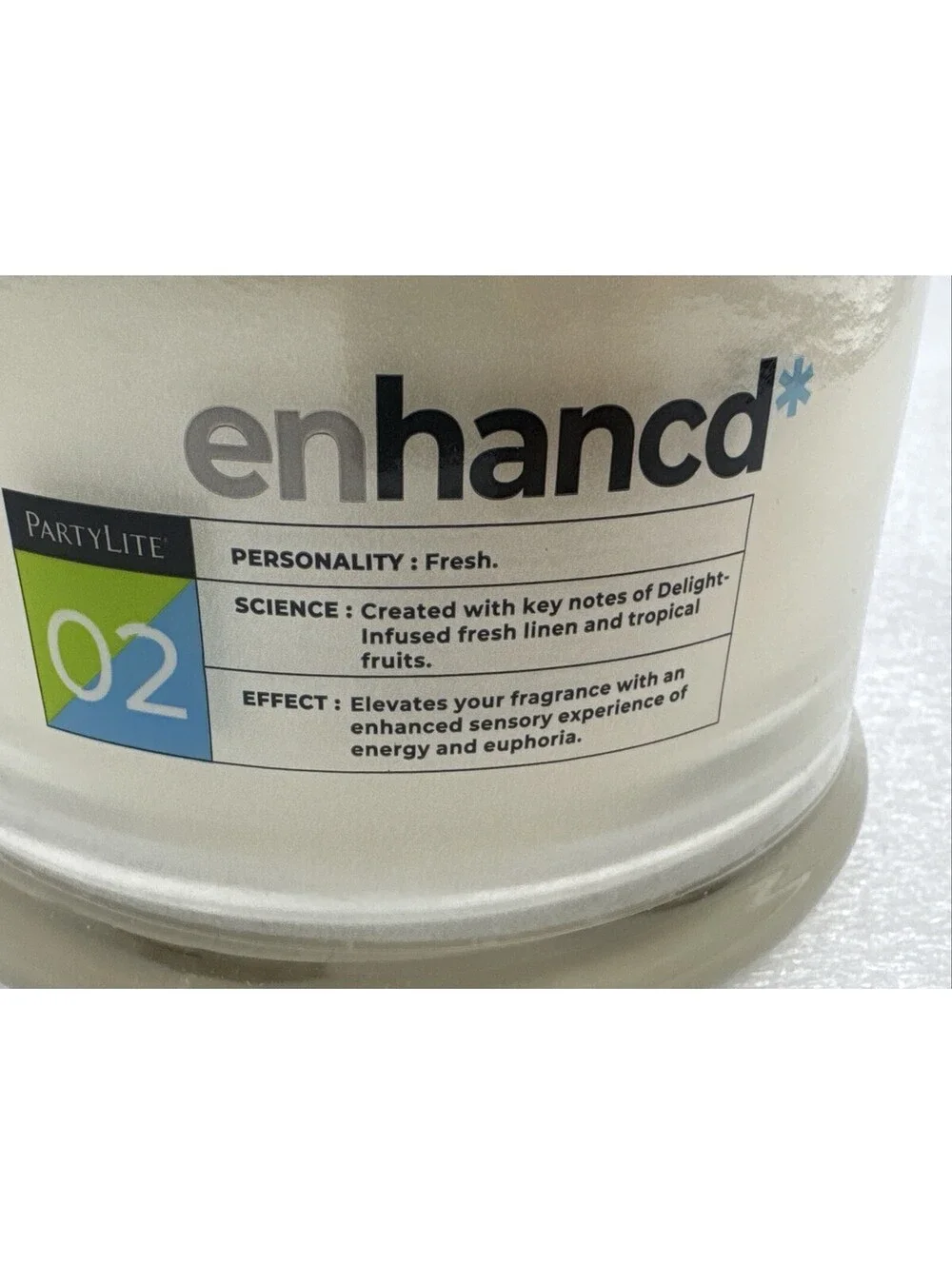 Enhancd* 3-Wick Jar Candle Partylite “Fresh” 3.5” Fresh Linen, Tropical Fruits